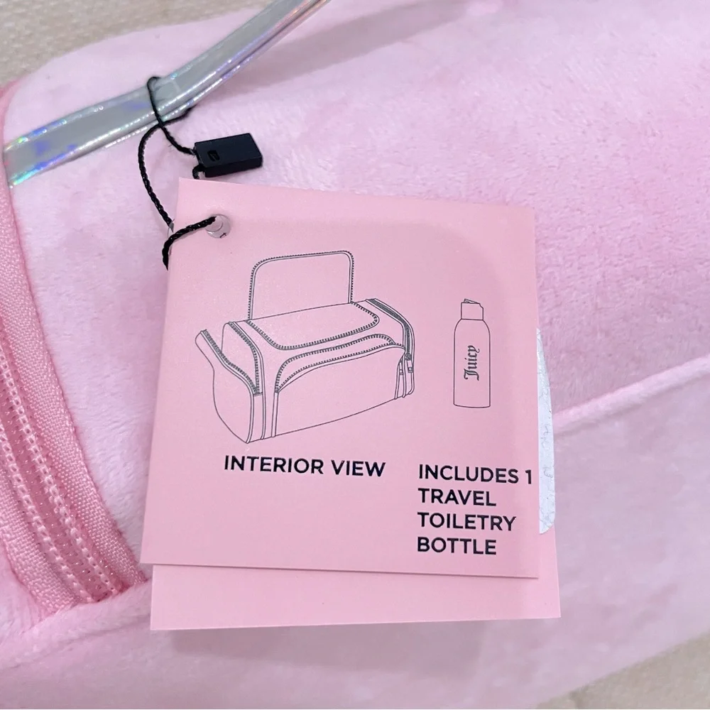 NEW Juicy Couture Pink Velour Butterfly Rhinestone‎ Makeup Bag Toiletry Case NWT